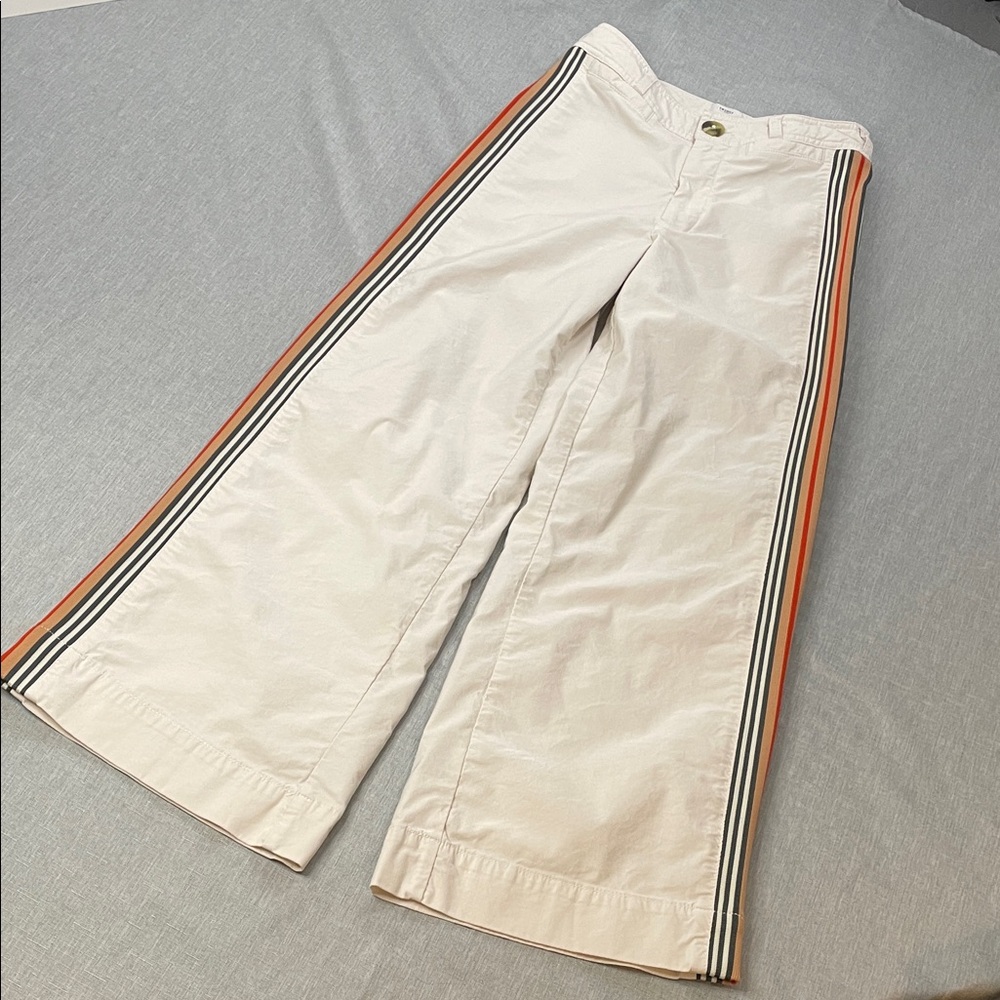 Maeve Anthropologie Wide Leg Pants Size 25 Side Stripes White Baggy Trendy
